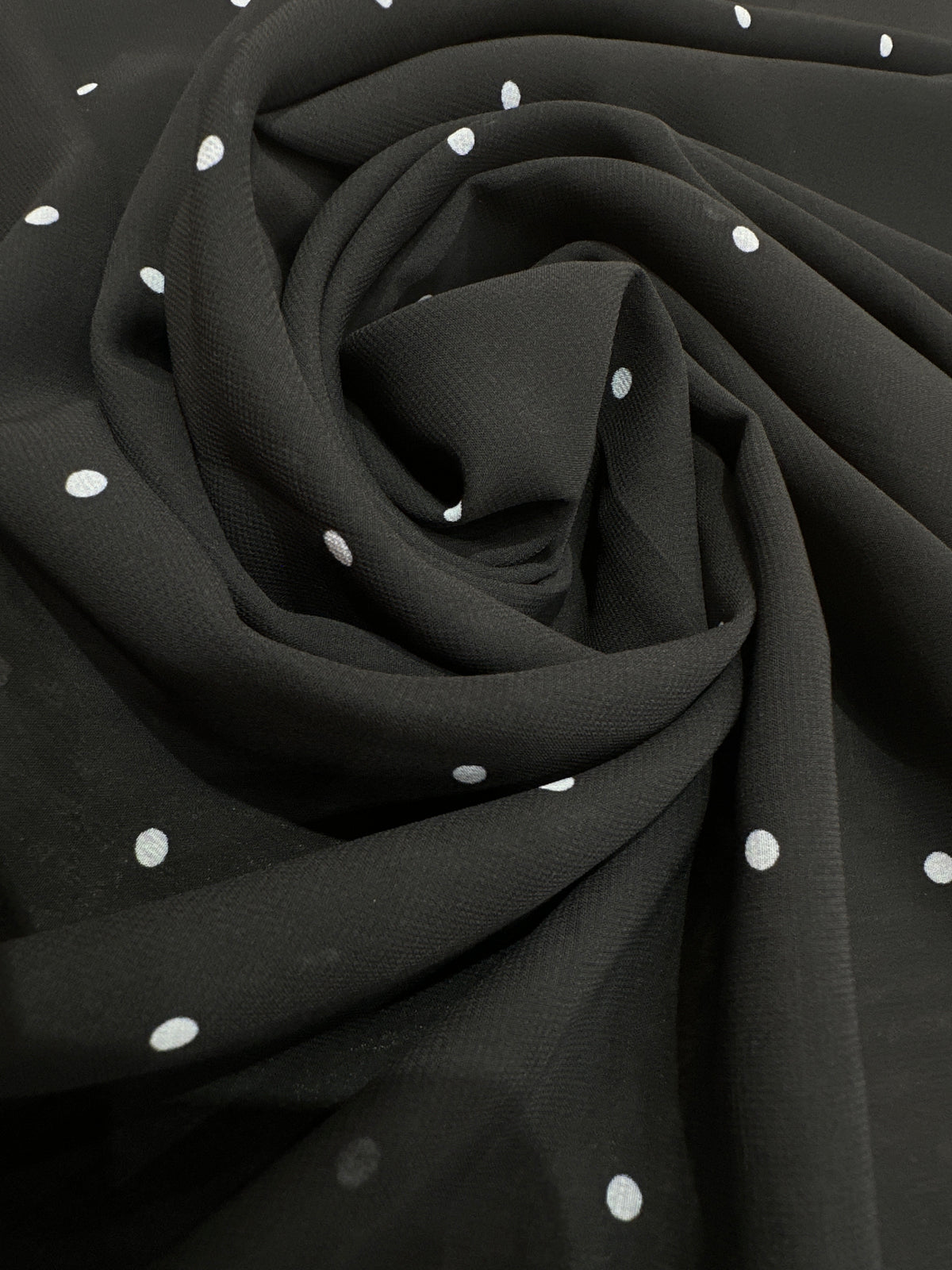 Black Dotted - Chiffon Printed Hijab