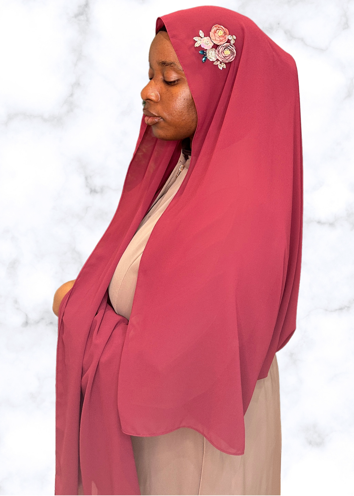 Maroon - Diamond Encrusted Hijab