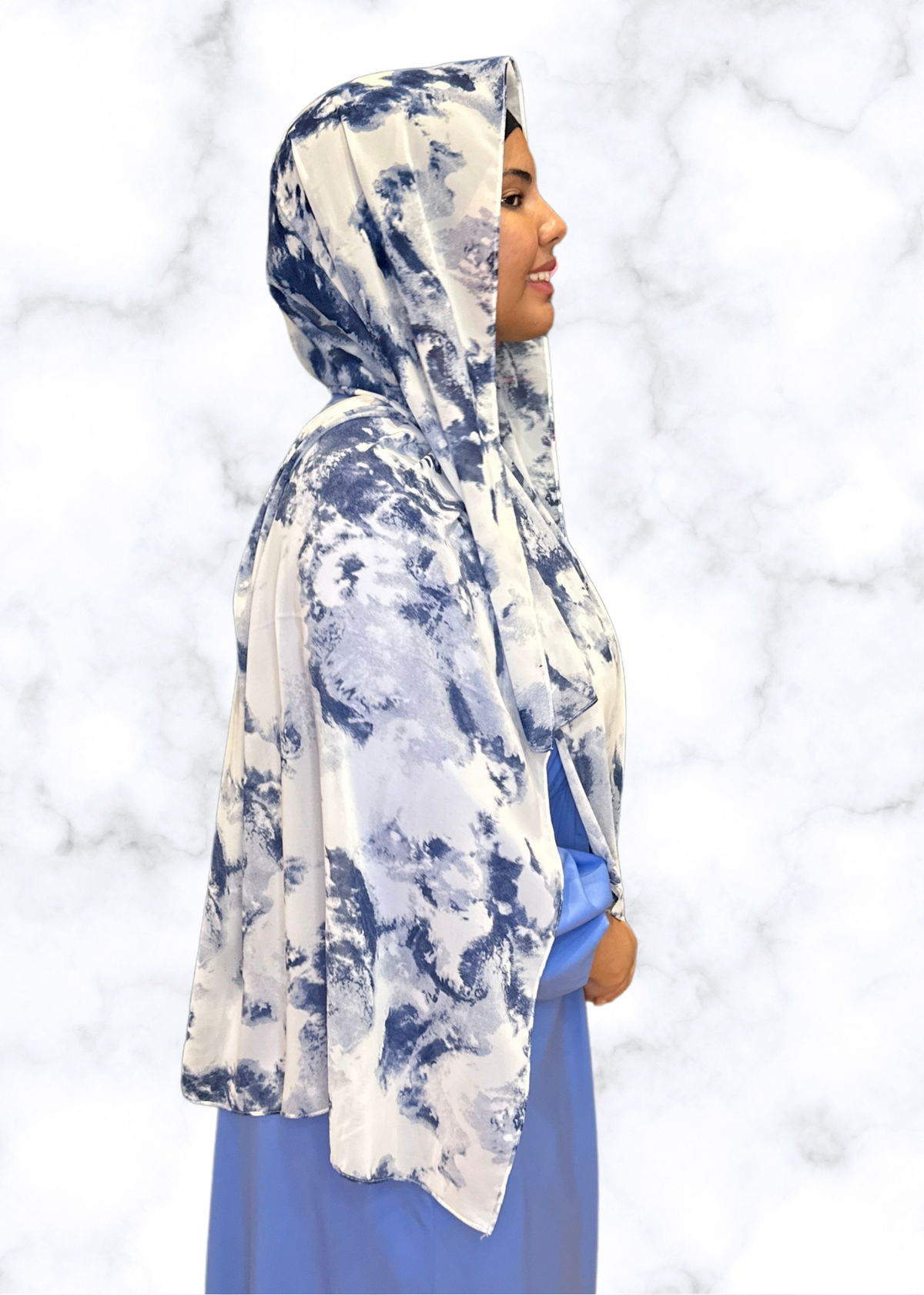 Navy Tie Dye - Chiffon Printed Hijab