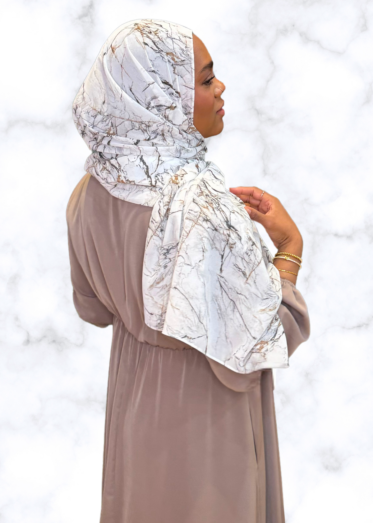 Gold Marble - Chiffon Printed Hijab