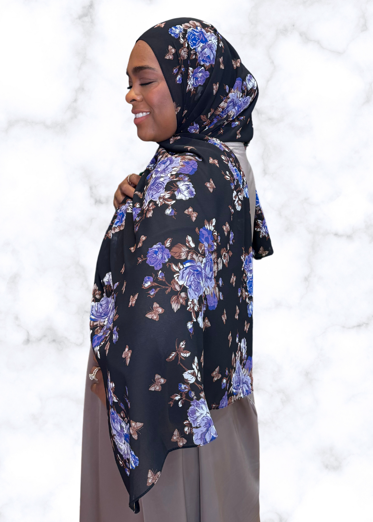 Regal Blooms - Chiffon Printed Hijab