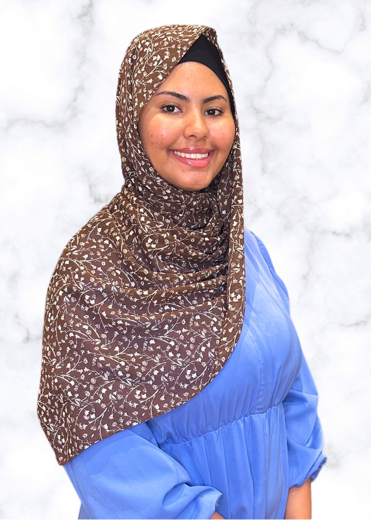 Brown Thorns - Chiffon Printed Hijab