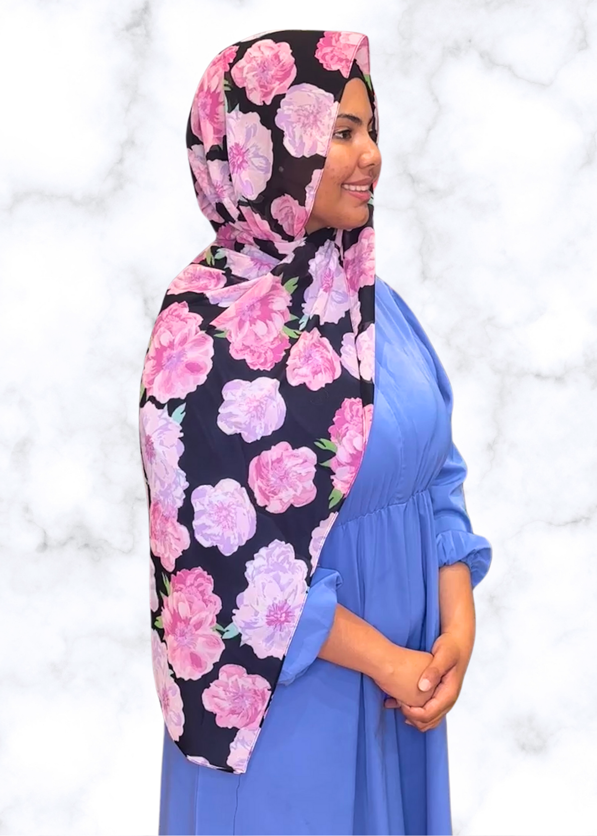 Powerful Peonies - Chiffon Printed Hijab