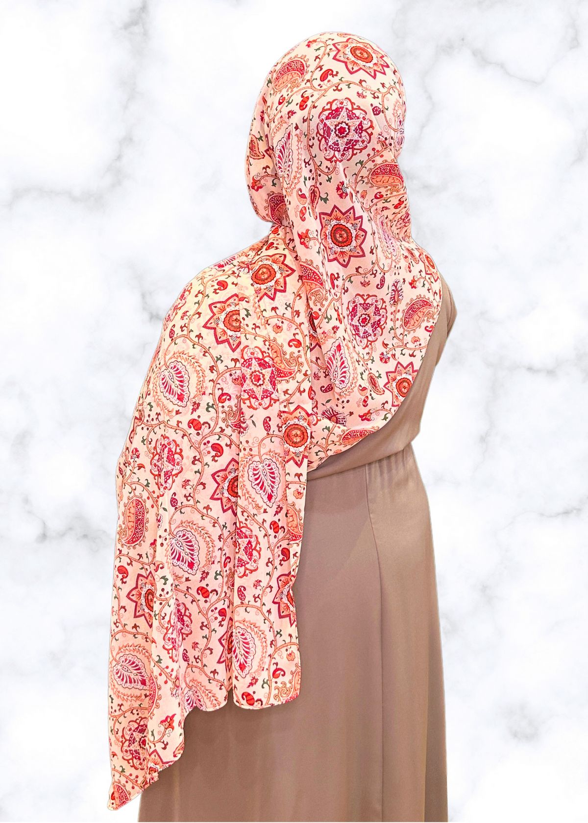 Orange Paisley - Chiffon Printed Hijab