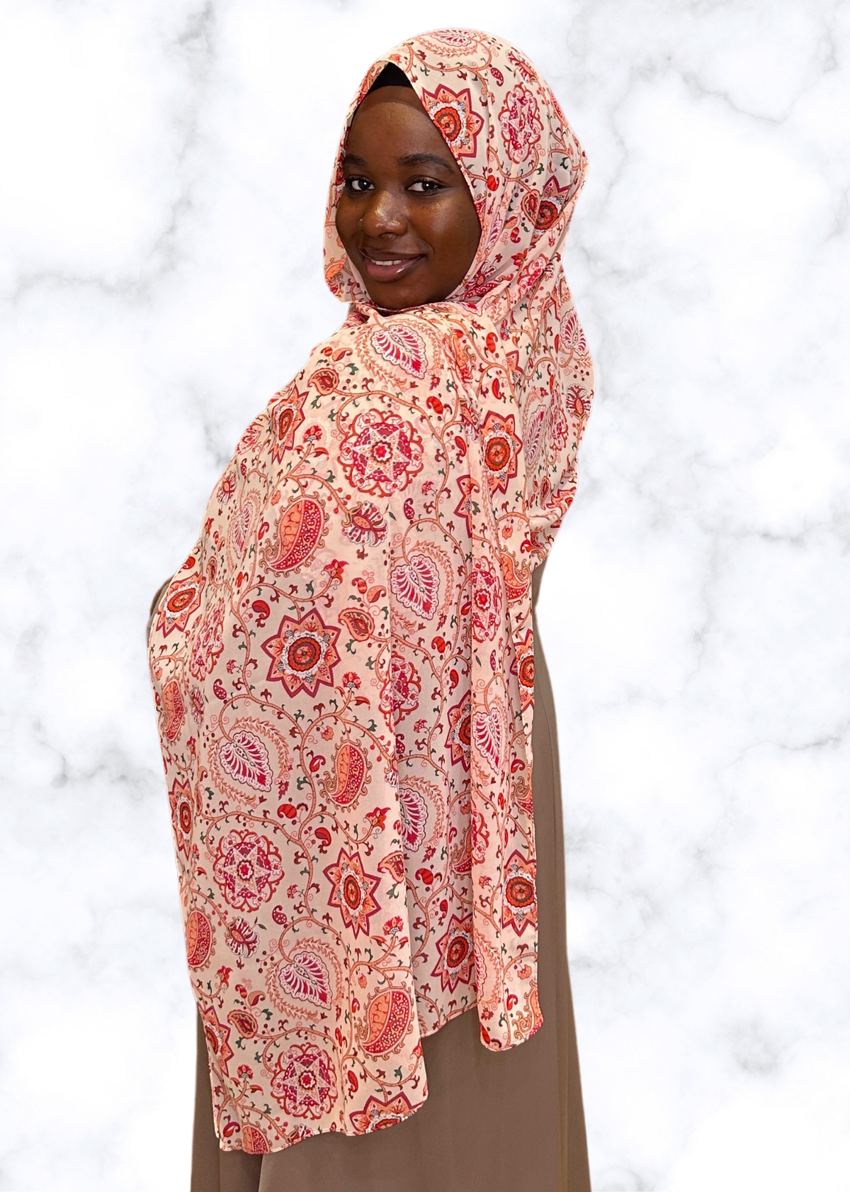 Orange Paisley - Chiffon Printed Hijab