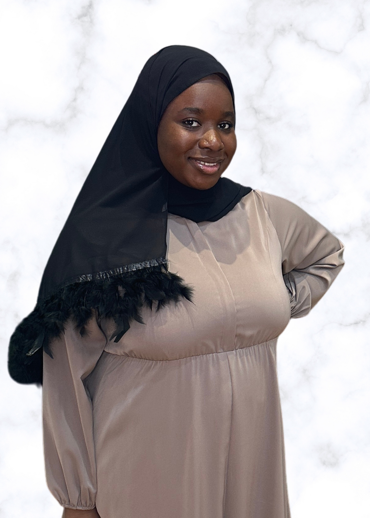 Black - XL Feather Chiffon Hijabs