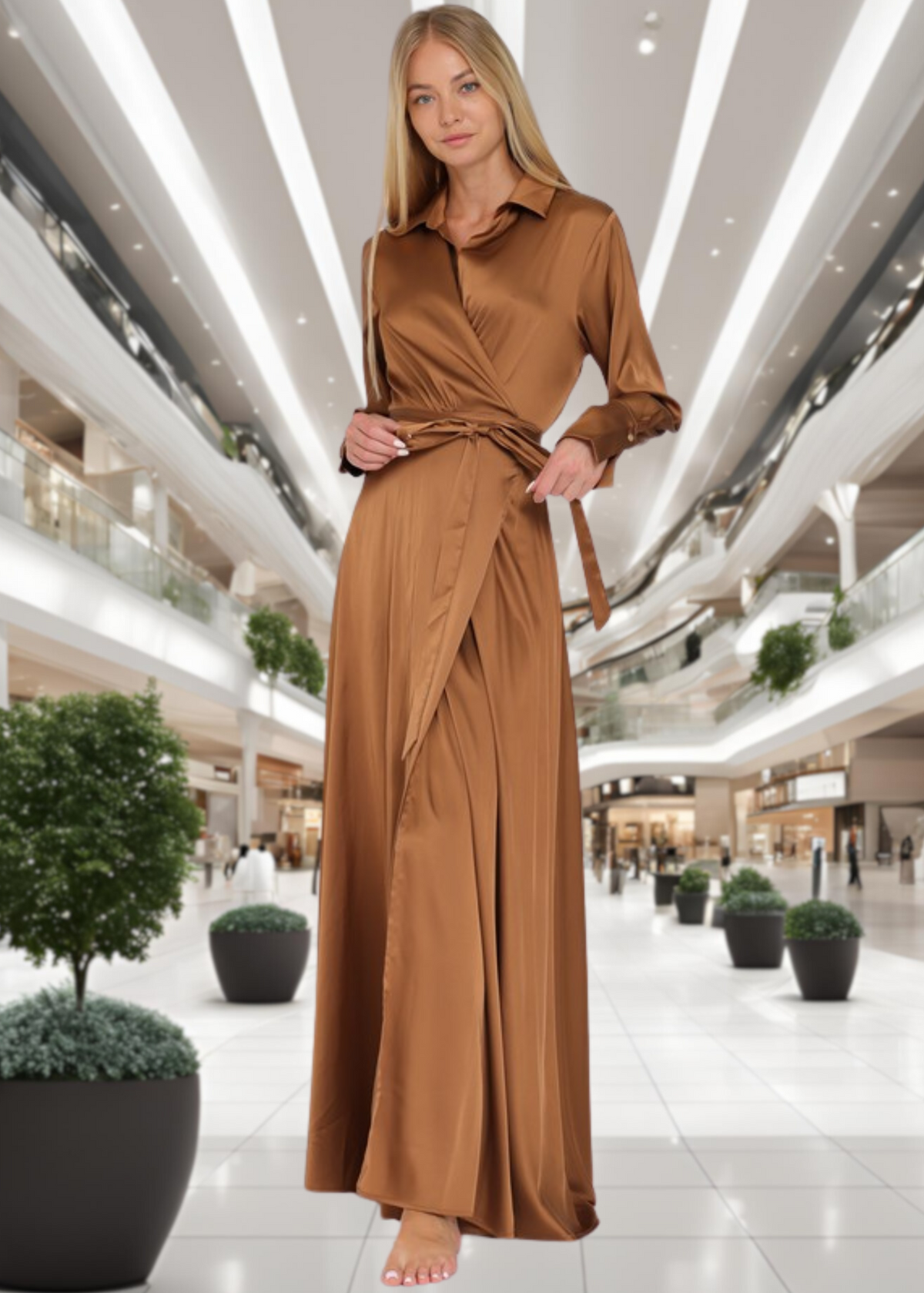 Riviera Breeze Wrap Dress - Golden Girl