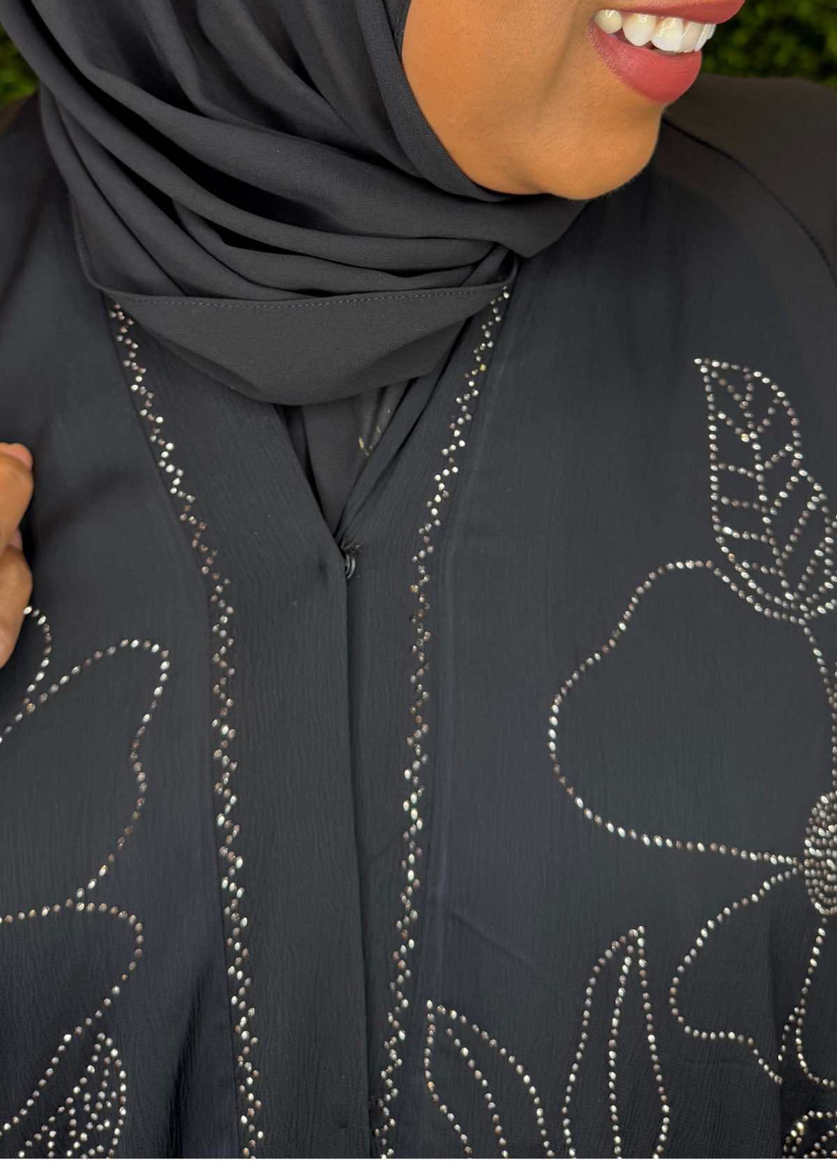 Black Crystal Floral - Umbrella Dubai Abaya