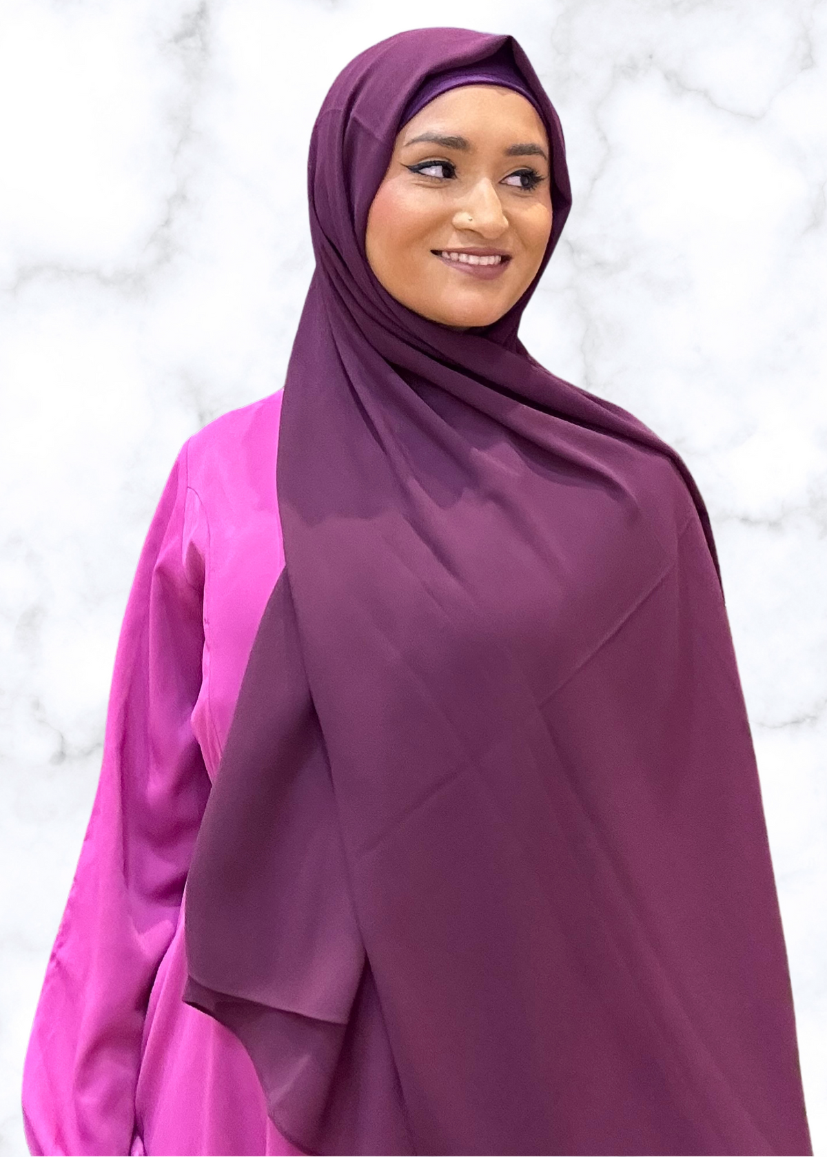 Plum - Matching Chiffon Hijab Set