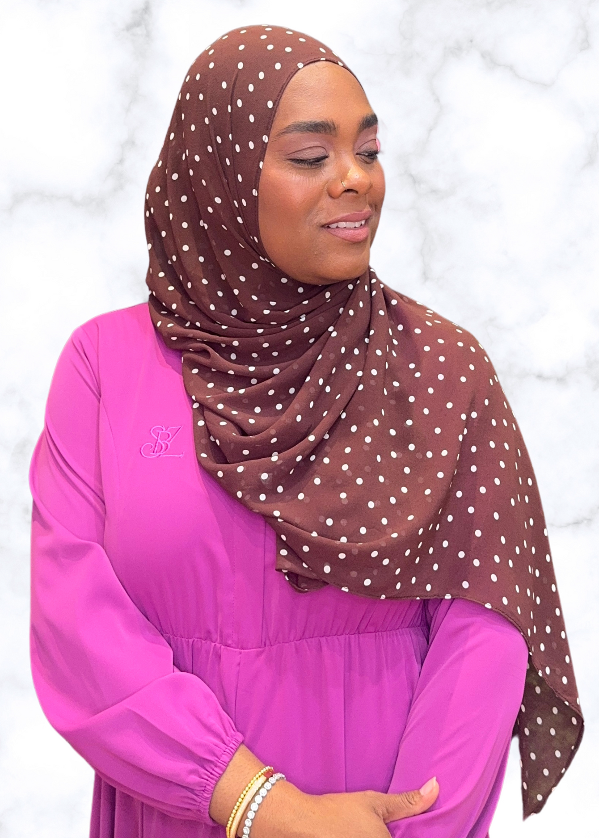 Chocolate Dotted - Chiffon Printed Hijab