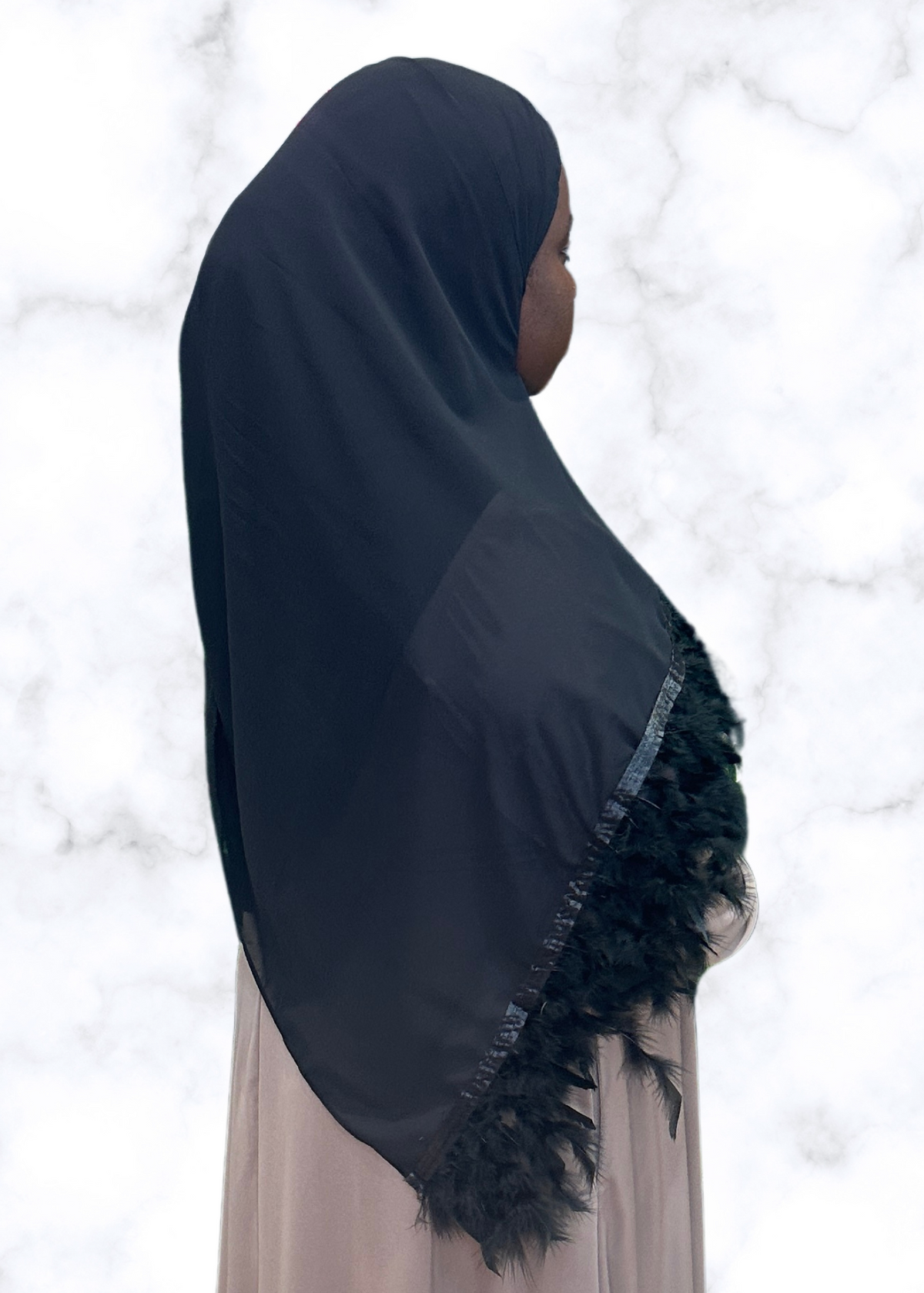 Black - XL Feather Chiffon Hijabs