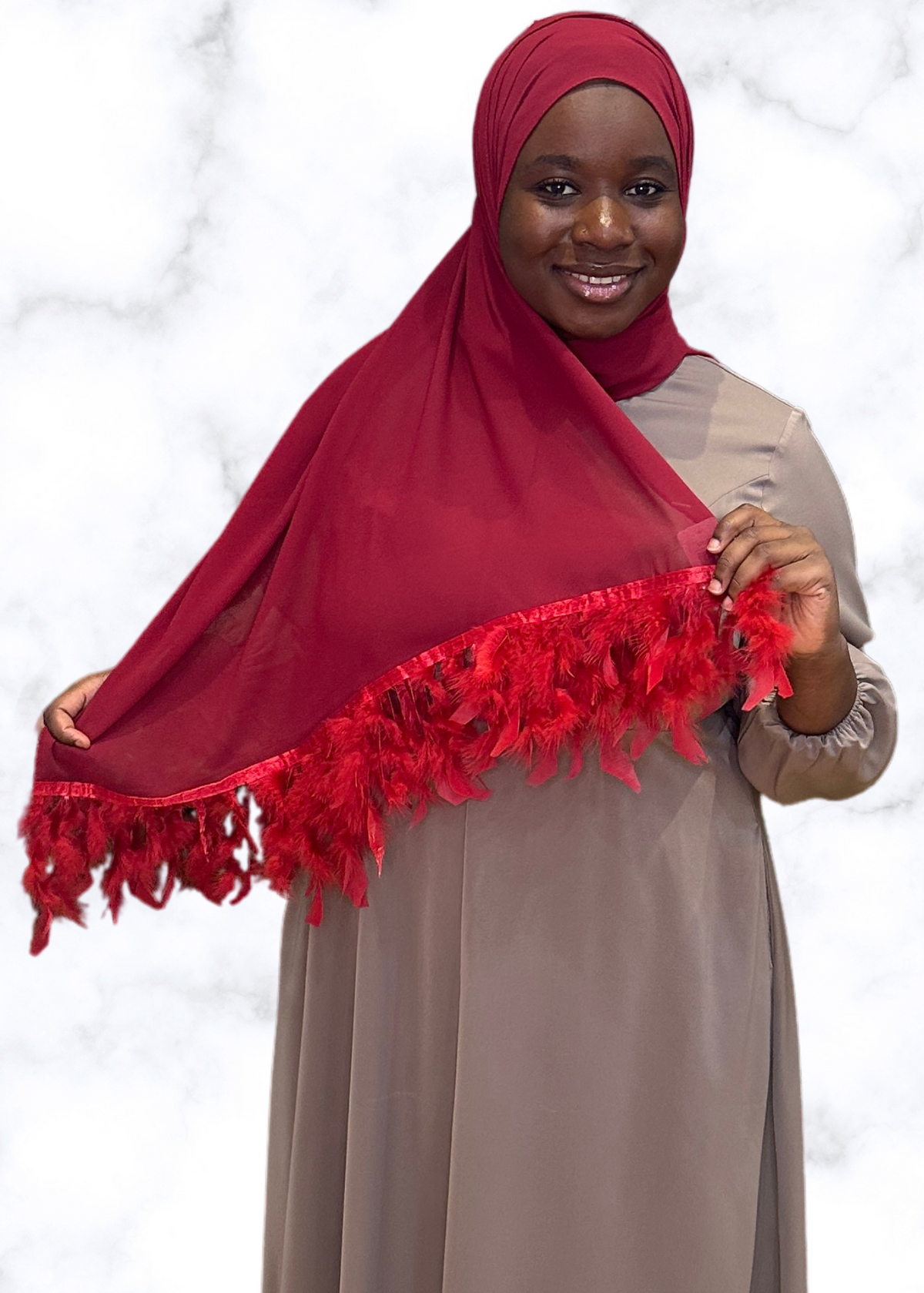 Lipstick Red - XL Feather Chiffon Hijabs