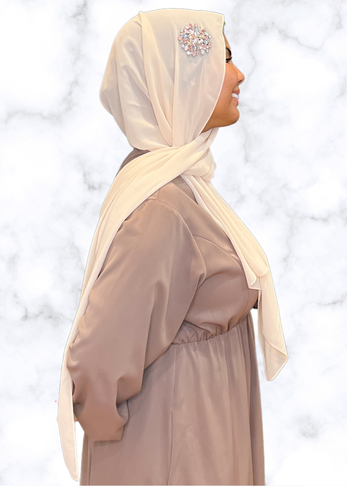 Crème - Sunburst Encrusted Hijab