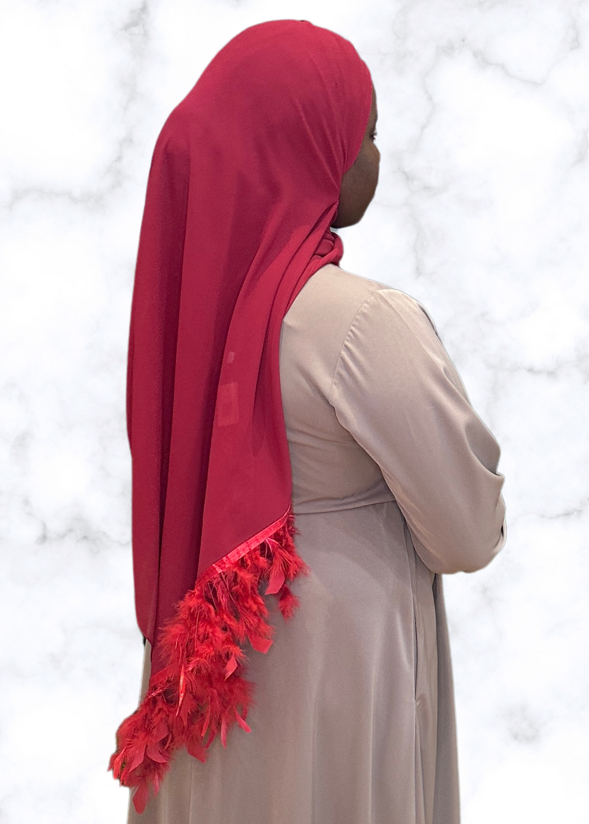 Lipstick Red - XL Feather Chiffon Hijabs