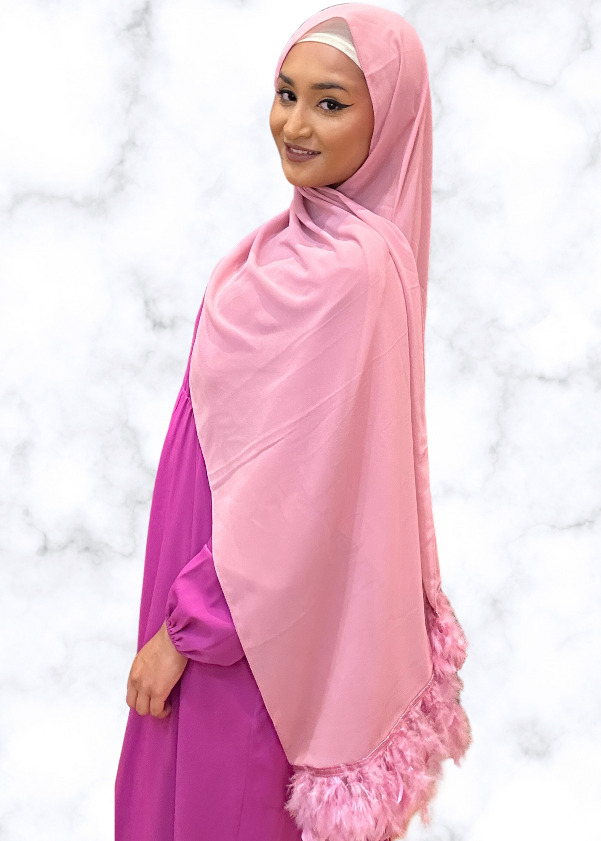 Flamingo - XL Feather Chiffon Hijabs