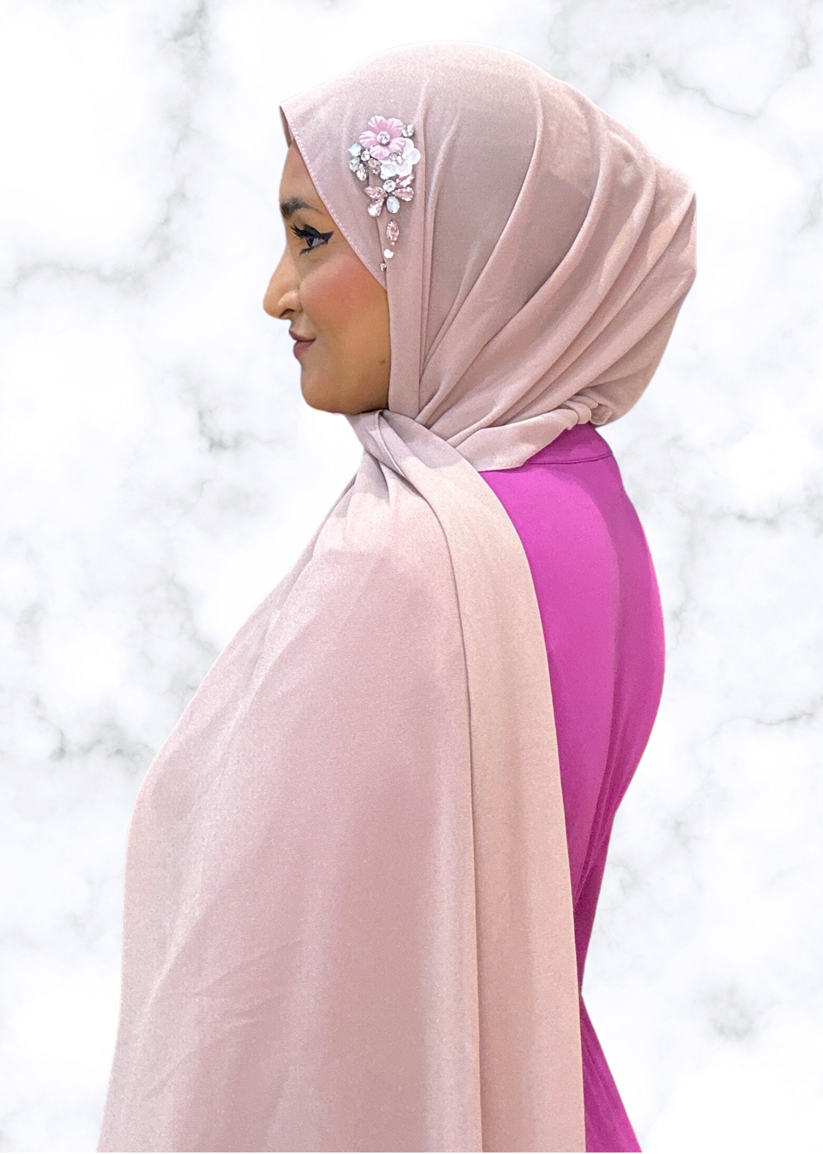 Nude - Dragonfly Encrusted Hijab