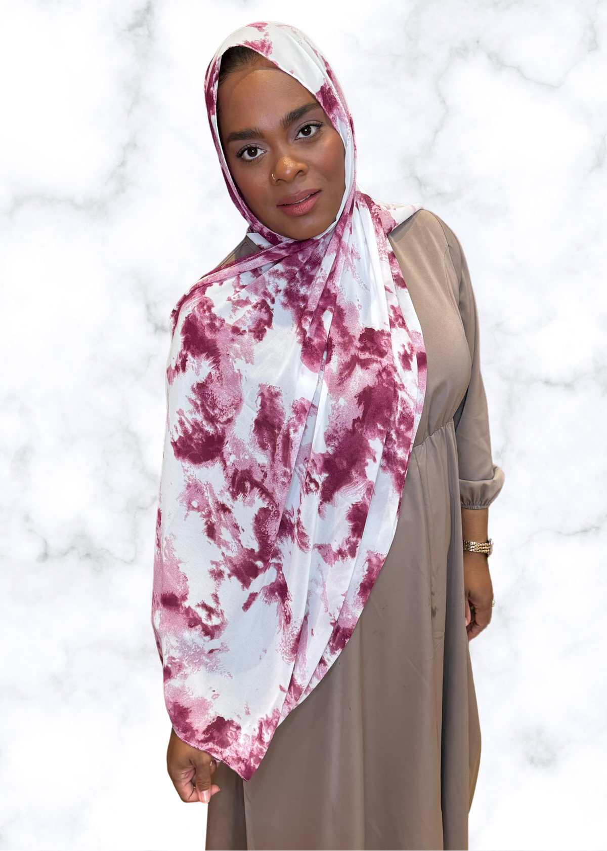 Berry Tie Dye - Chiffon Printed Hijab