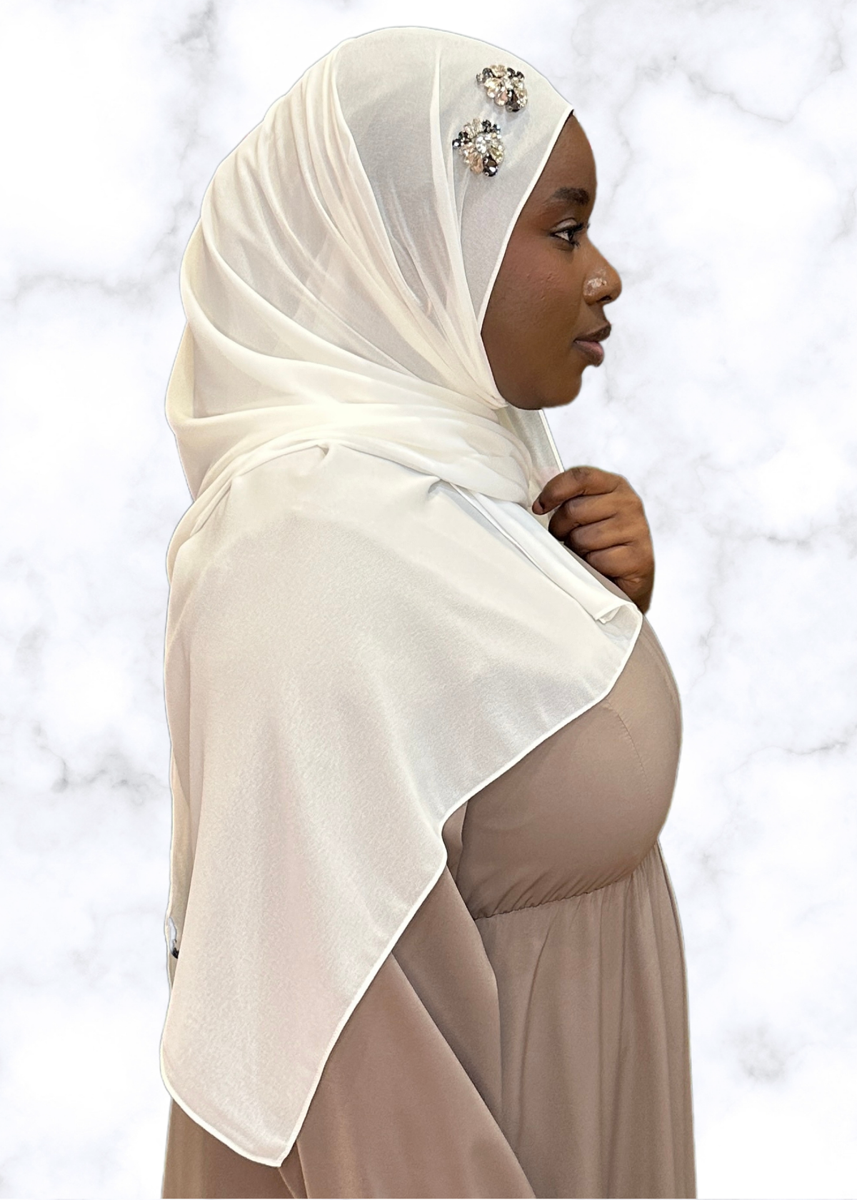 Ivory - Duo Encrusted Hijab