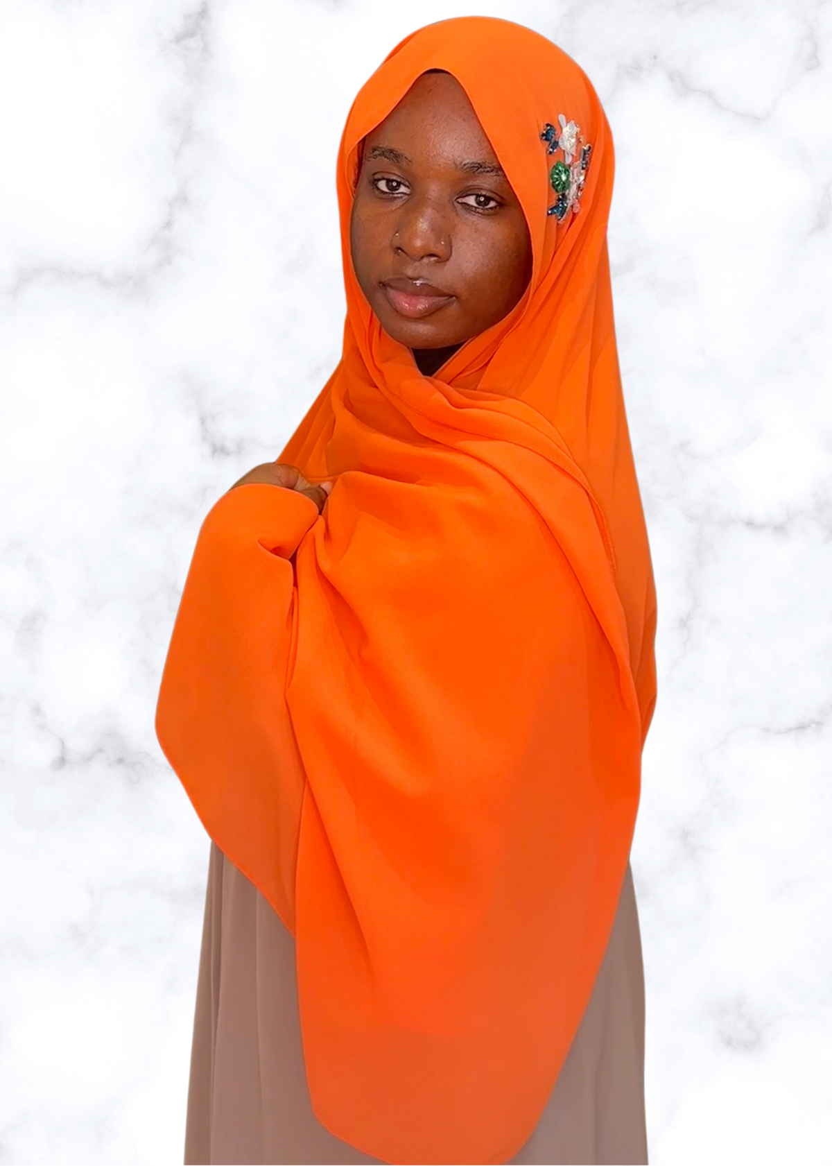 Tangerine - Diamond Encrusted Hijab