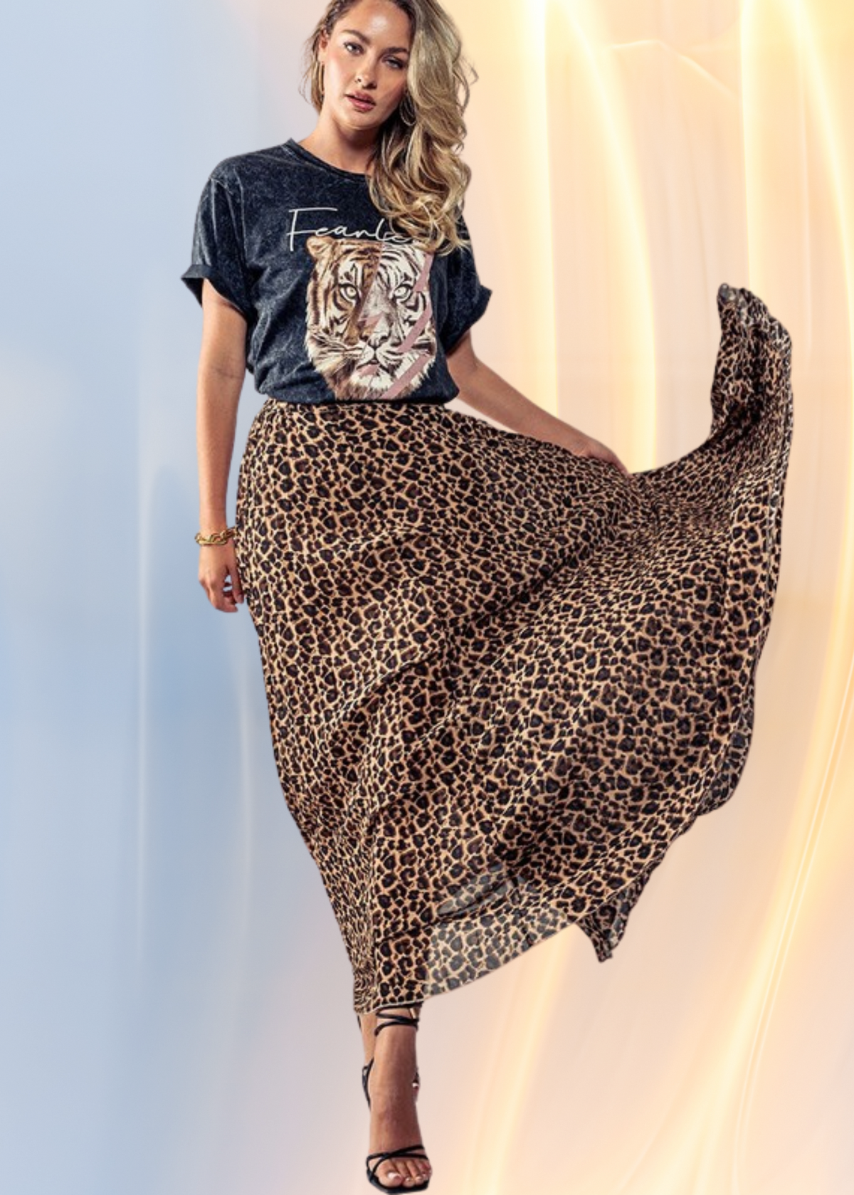 Leopard - Pleated Maxi Skirt