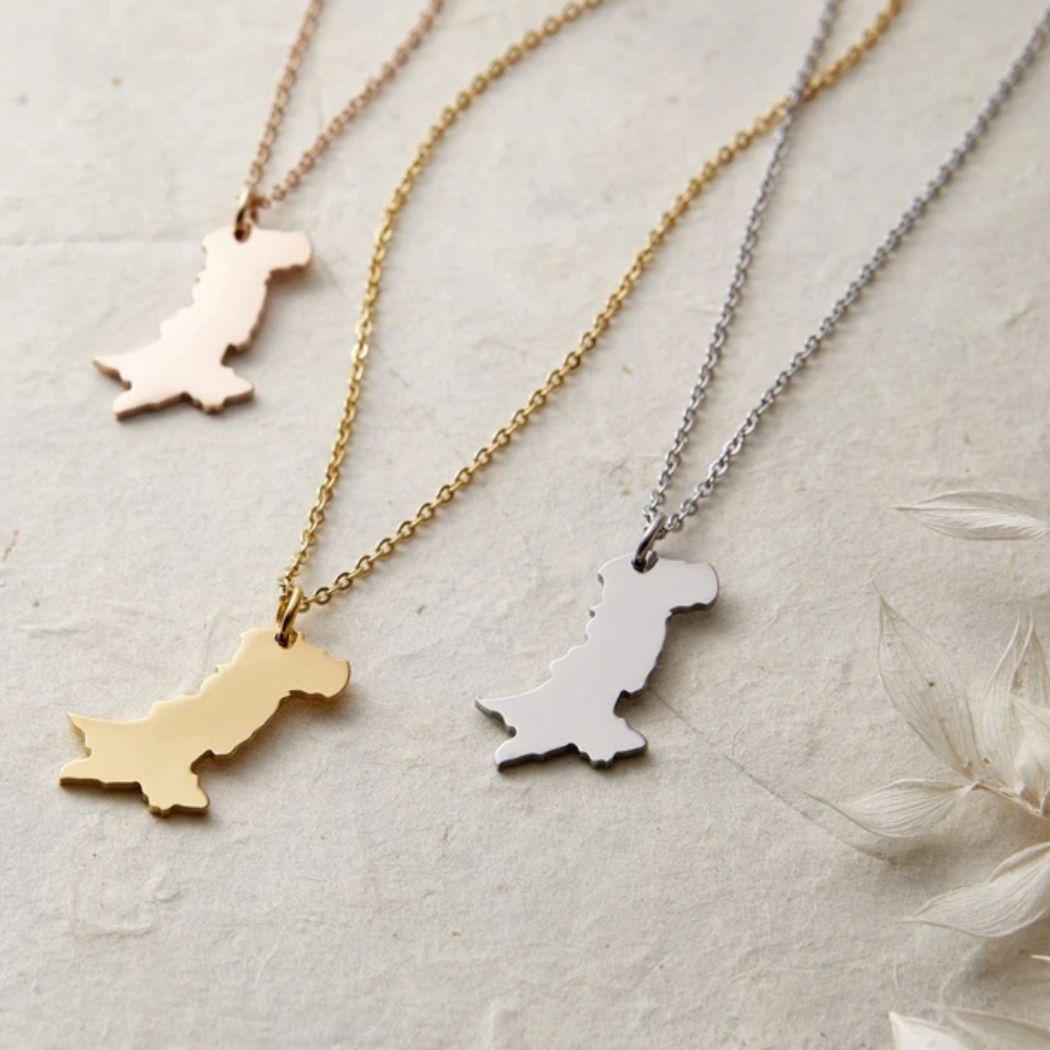 Gold Pakistan Map - Necklace