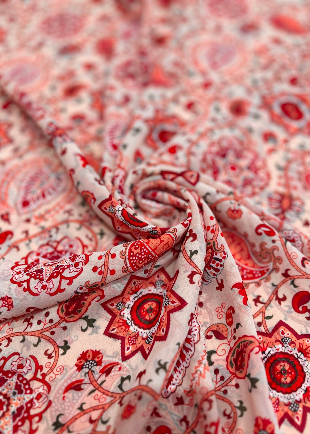 Orange Paisley - Chiffon Printed Hijab