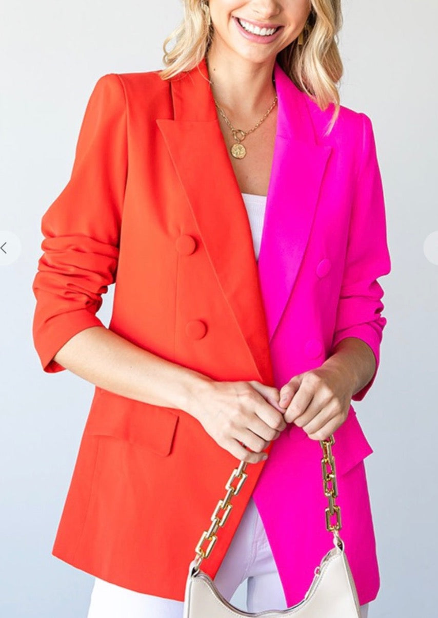 Color Blocked - Button Blazer