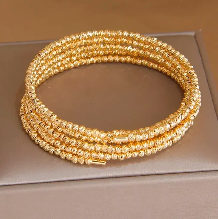 5 Layer Gold Wrap Around - Beaded Bracelet