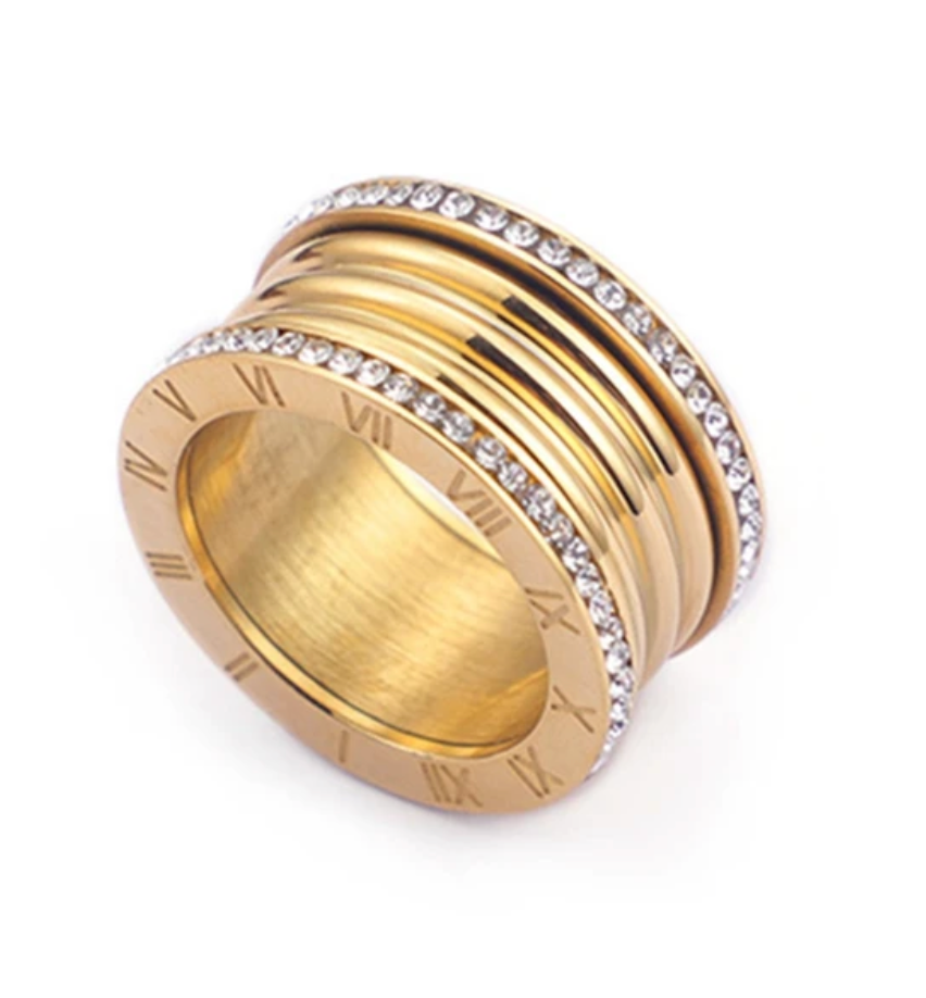 Gold Roman Numeral - Stacked Ring