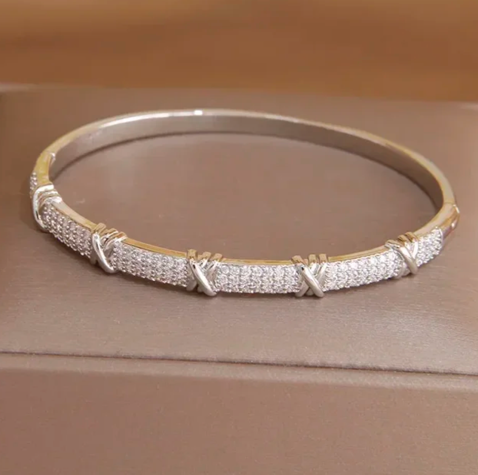 Silver Rope Tie Diamond - Bracelet