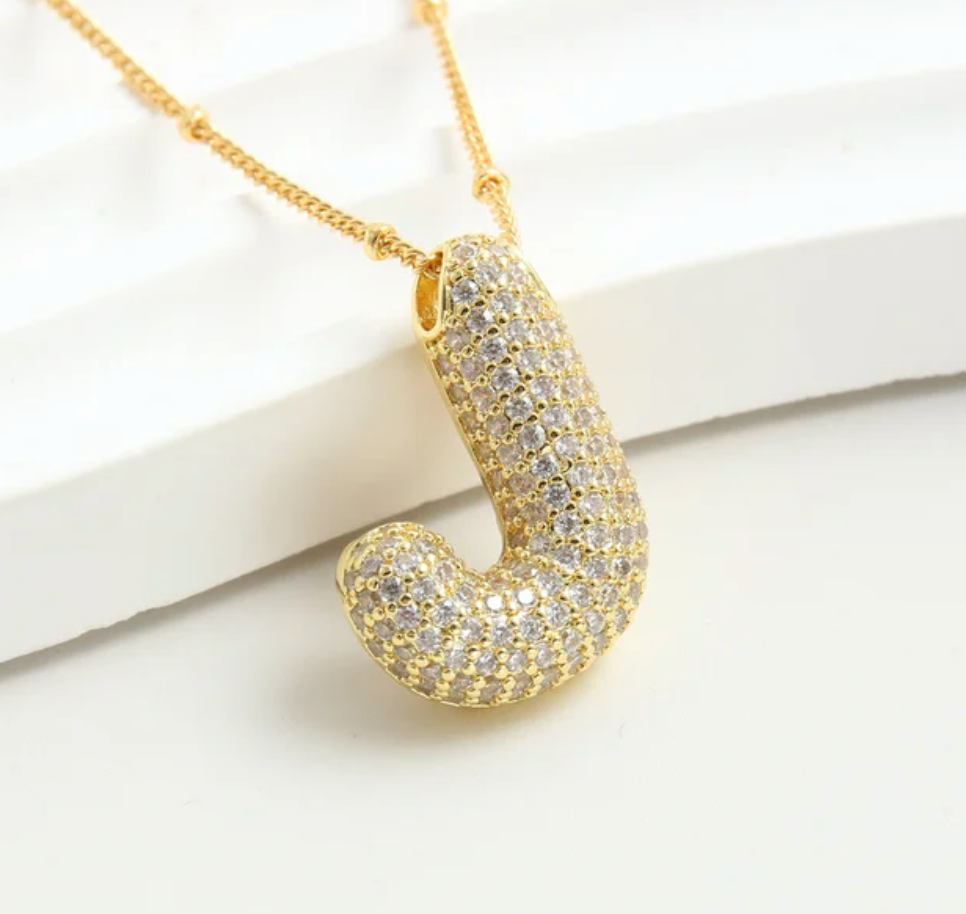 Letter J - Yellow Gold Necklace