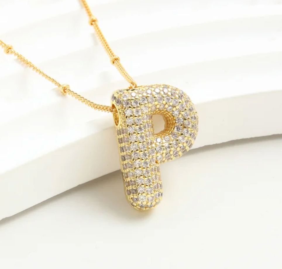 Letter P - Yellow Gold Necklace