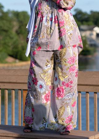 Floral Striped Palazzo Pant - Styled by Zubaidah